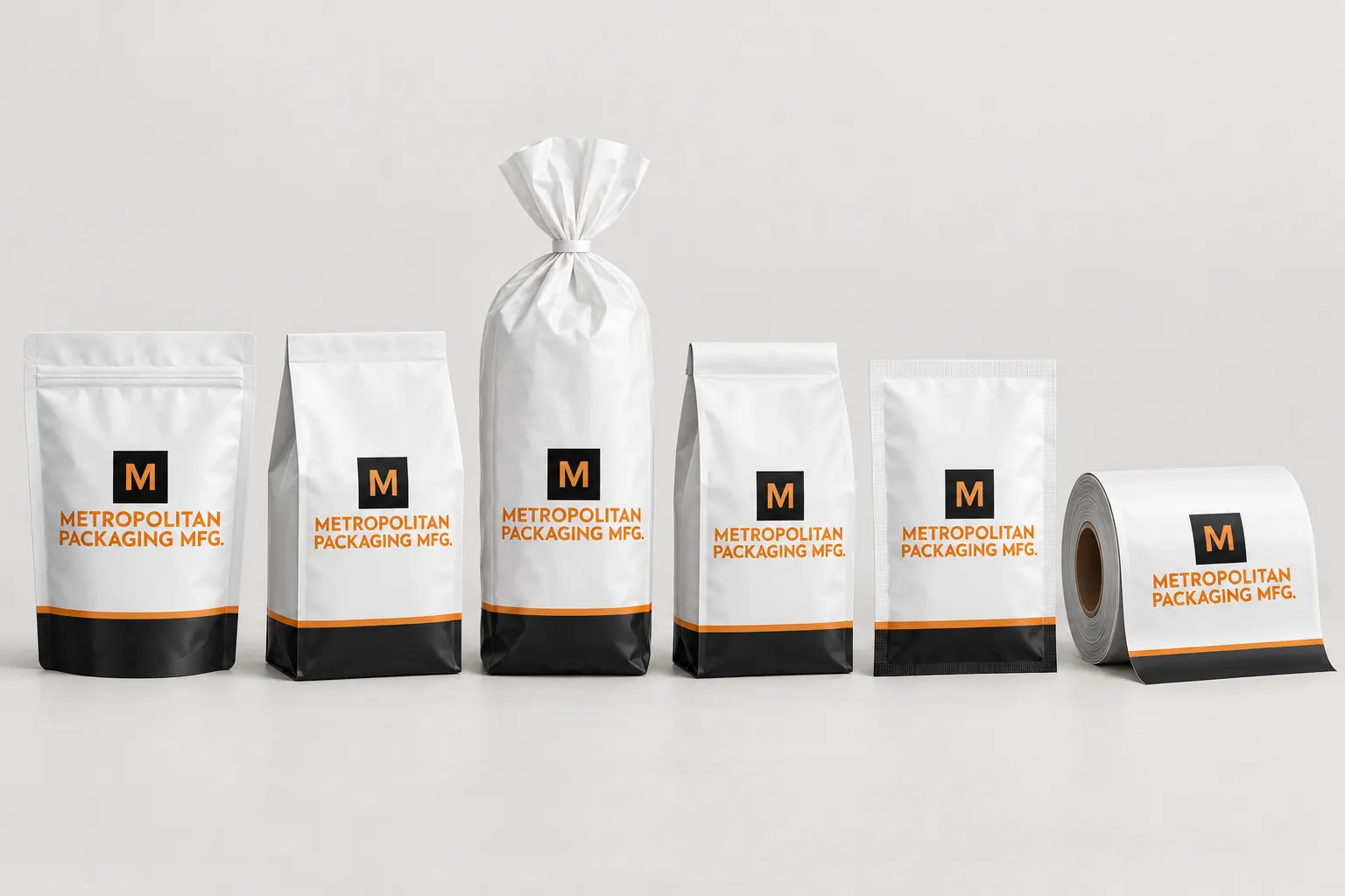 Custom printed poly bags, stand-up pouches and rollstock made by Metropolitan Packaging